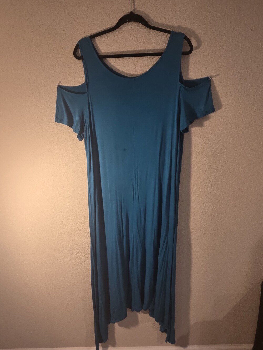 Cold-Shoulder Teal Maxi Dress